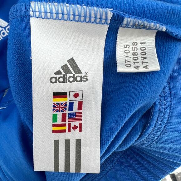 Adidas Youth SMALL Y2K Blue White Long Sleeve Pop Collar Zip Up Track Jacket - Picture 10 of 10